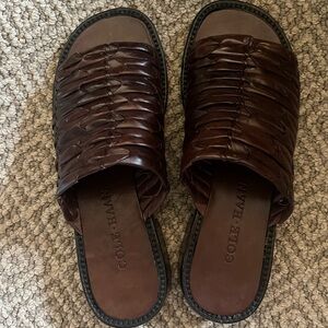 Vintage Cole Haan Dark Brown Woven Slide Sandals